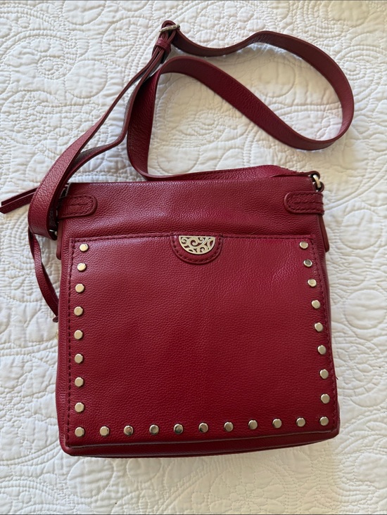 Brighton Handbags - Brighton Deep Red Leather Studded Crossbody